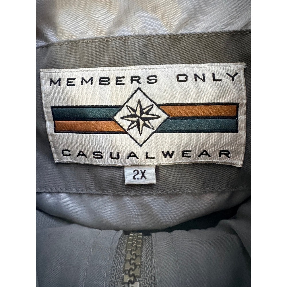 VTG Members Only‎ Casualwear Mens 2X Zip Up Bomber Jacket Beige Olive Green - Picture 6 of 13